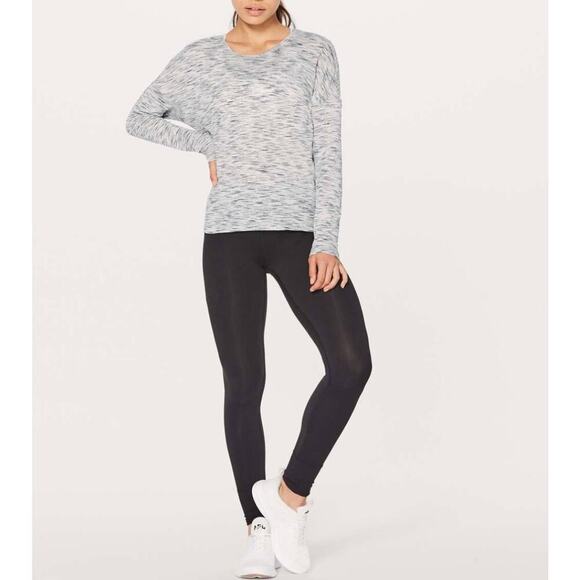 Lululemon Get Set Long Sleeve Open Back Lightweight Heathered White Grey Size 6 - Picture 2 of 9